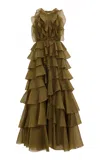 Aje Cleo Ruffled Gown - In Brown