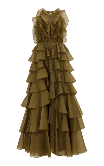 Aje Cleo Ruffled Gown - In Brown