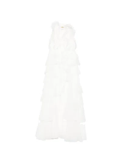 Aje Cleo Ruffled Gown Maxi Dress In White