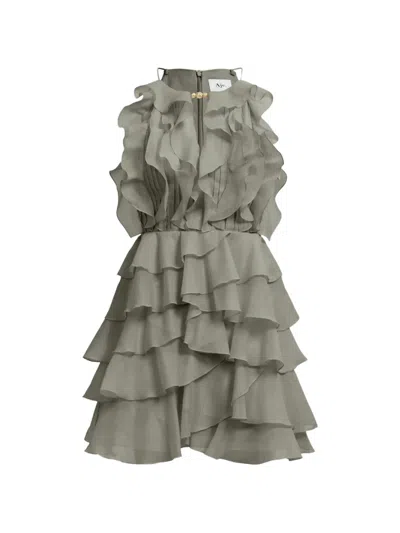 Aje Cleo Ruffled Mini Dress In Gray