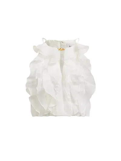 Aje Cleo Ruffled Top In White