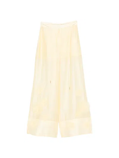 Aje Cloudscape Floral-appliqué Palazzo Pants In Yellow