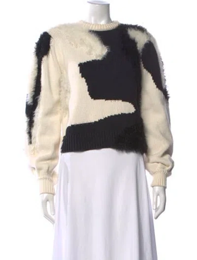 Pre-owned Aje Colorblock Pattern Crew Neck Sweater In Neutrals