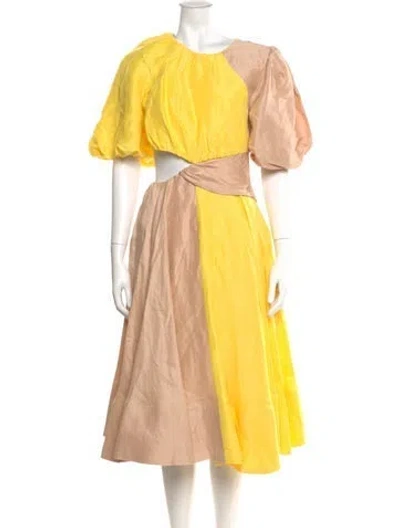Pre-owned Aje Colorblock Pattern Midi Length Dress In Yellow