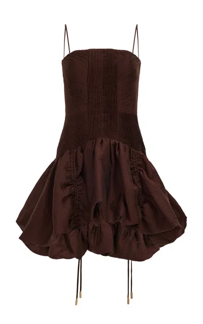Aje Contour Ruffled Mini Dress - In Brown