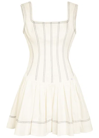 Aje Contrasting Cotton Mini Dress In White