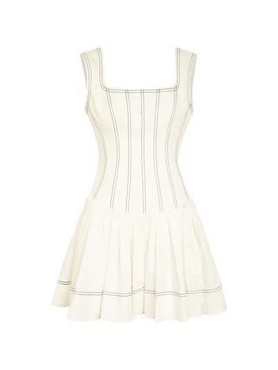Aje Contrast-stitch Flared Dress In Neutral