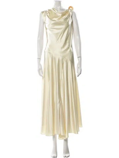 Pre-owned Aje Cowl Neck Long Dress In White