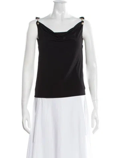 Pre-owned Aje Cowl Neck Sleeveless Top In Black