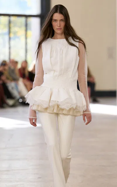 Aje Cressida Ruched Linen-blend Mini Dress In Neutral