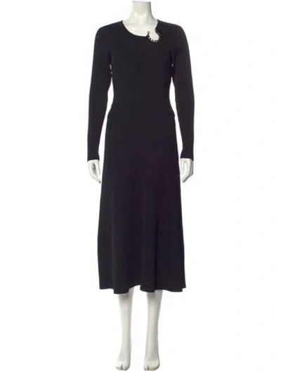 Pre-owned Aje Crew Neck Long Dress In Black