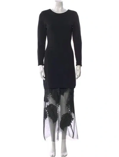 Pre-owned Aje Crew Neck Long Dress In Black