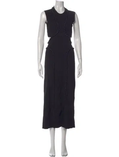 Pre-owned Aje Crew Neck Long Dress In Black