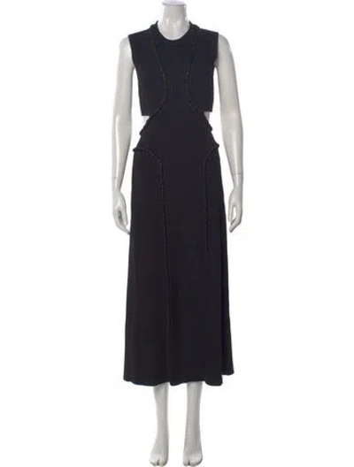 Pre-owned Aje Crew Neck Long Dress In Black
