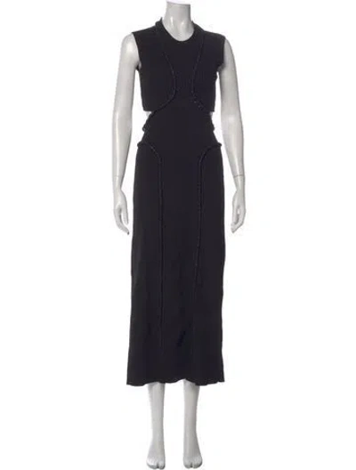 Pre-owned Aje Crew Neck Long Dress In Black