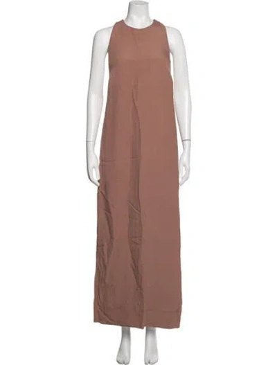 Pre-owned Aje Crew Neck Long Dress In Brown