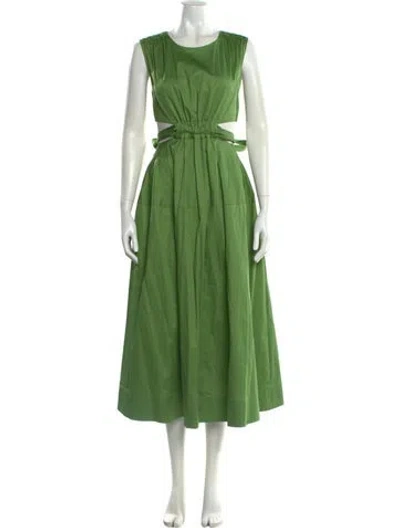 Pre-owned Aje Crew Neck Long Dress In Green