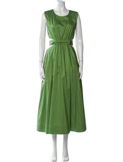 Pre-owned Aje Crew Neck Long Dress In Green