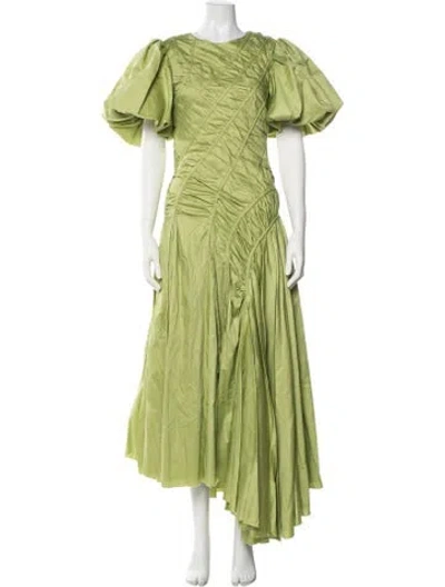 Pre-owned Aje Crew Neck Long Dress In Green