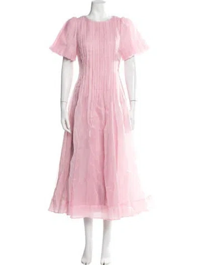 Pre-owned Aje Crew Neck Long Dress In Pink