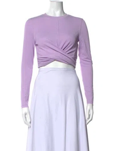 Pre-owned Aje Crew Neck Long Sleeve Crop Top In Purple