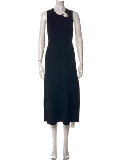 Pre-owned Aje Crew Neck Midi Length Dress In Black