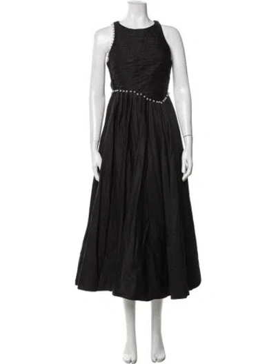 Pre-owned Aje Crew Neck Midi Length Dress In Black