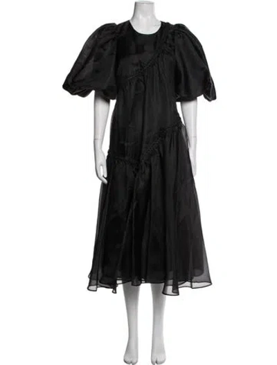 Pre-owned Aje Crew Neck Midi Length Dress In Black