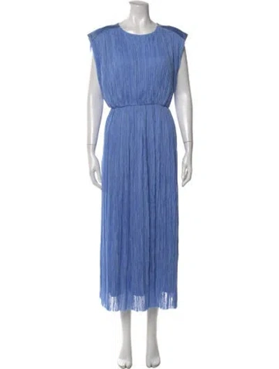 Pre-owned Aje Crew Neck Midi Length Dress In Blue