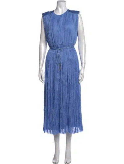 Pre-owned Aje Crew Neck Midi Length Dress In Blue