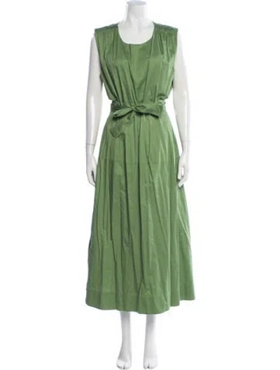 Pre-owned Aje Crew Neck Midi Length Dress In Green
