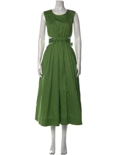 Pre-owned Aje Crew Neck Midi Length Dress In Green