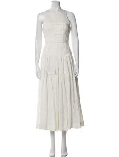 Pre-owned Aje Crew Neck Midi Length Dress In Neutral