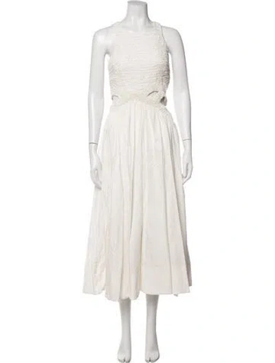Pre-owned Aje Crew Neck Midi Length Dress In Neutrals