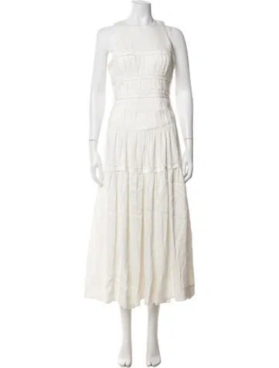 Pre-owned Aje Crew Neck Midi Length Dress In Neutrals