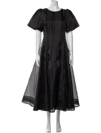 Pre-owned Aje Crew Neck Midi Length Dress W/ Tags In Black