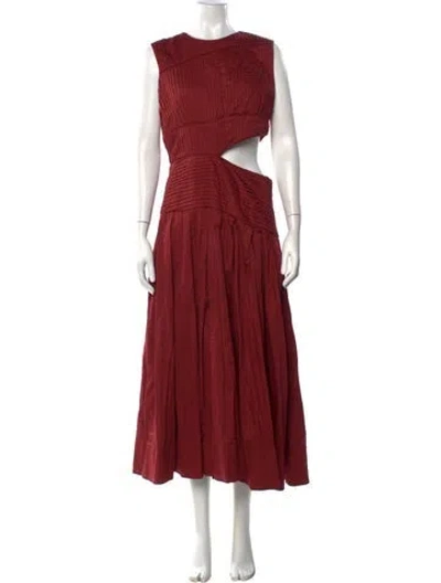 Pre-owned Aje Crew Neck Midi Length Dress W/ Tags In Burgundy