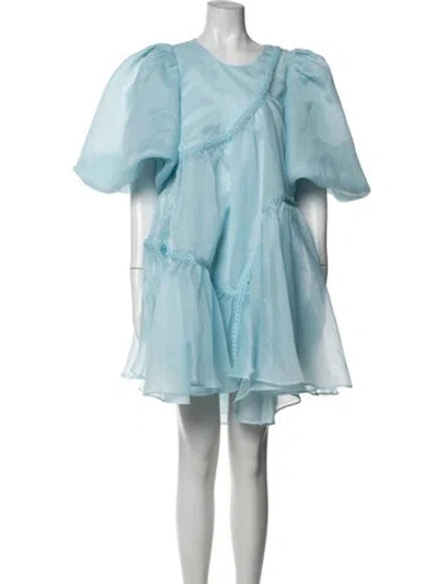 Pre-owned Aje Crew Neck Mini Dress In Blue