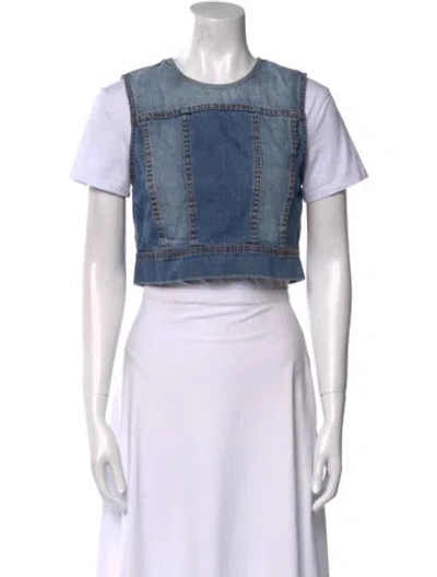 Pre-owned Aje Crew Neck Short Sleeve Crop Top In White