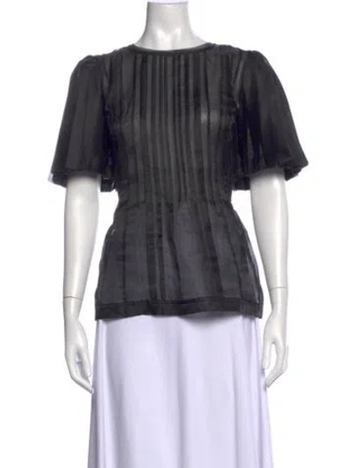 Pre-owned Aje Crew Neck Short Sleeve Top In Black