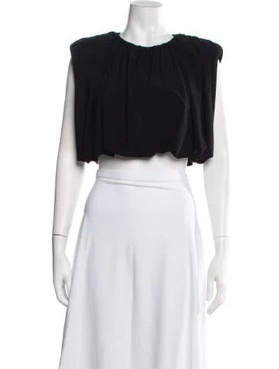 Pre-owned Aje Crew Neck Sleeveless Crop Top In Black