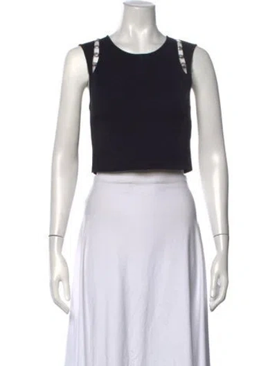 Pre-owned Aje Crew Neck Sleeveless Crop Top In Black