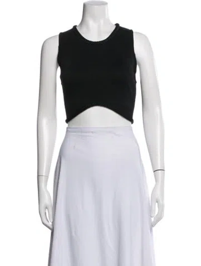 Pre-owned Aje Crew Neck Sleeveless Crop Top In Green