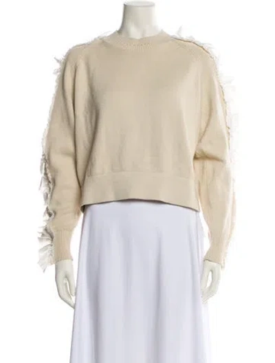 Pre-owned Aje Crew Neck Sweater In White