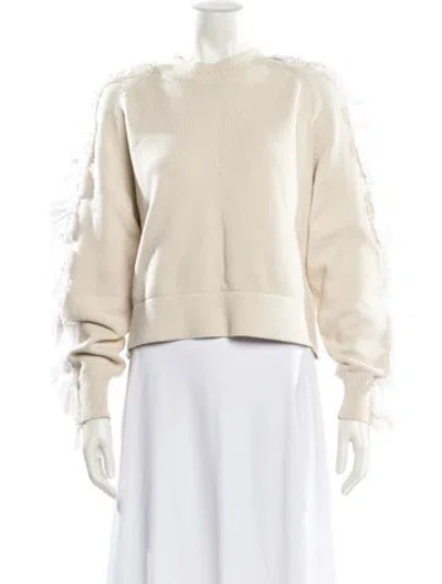 Pre-owned Aje Crew Neck Sweater In White