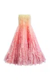 Aje Delphie Frilled Linen-blend Midi Dress In Pink
