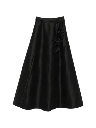 Aje Demi Floral-embellished Maxi Skirt In Black