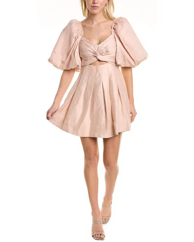 Aje Dusk Knot Linen-blend A-line Skirt In Pink