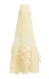 Aje Ecliptica Gathered Sheer Gown In Yellow