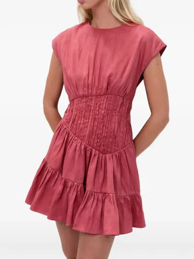 Aje Ecliptica Gathered Tiered Dress In Pink
